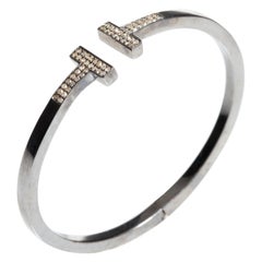 Diamond T Bracelet in Oxidized Sterling Silver