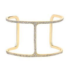 Diamond T Cuff, Large, 18 Karat Yellow Gold