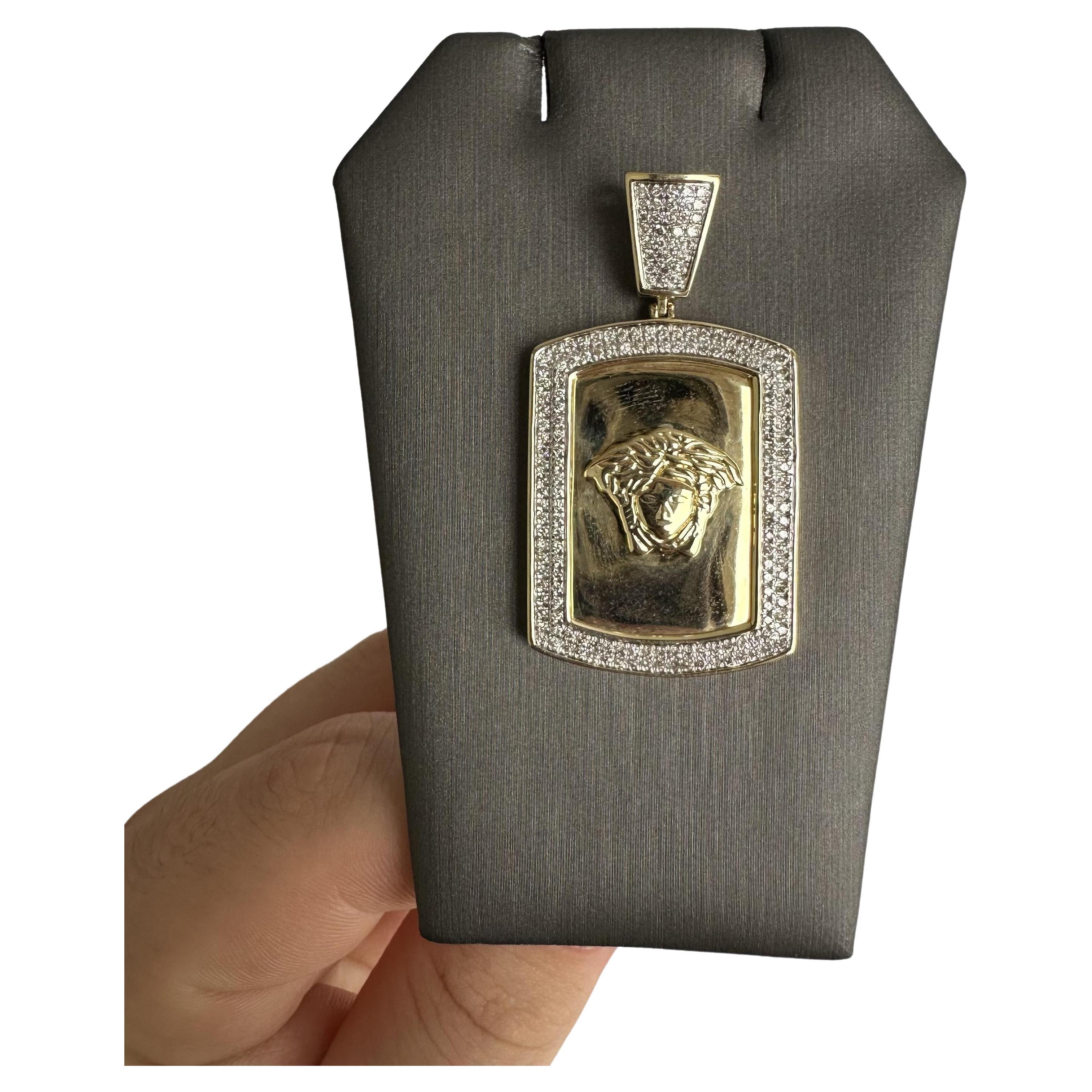 Diamond Tag Necklace in 10kt Yellow Gold - 1.10ctw Natural Diamonds, New