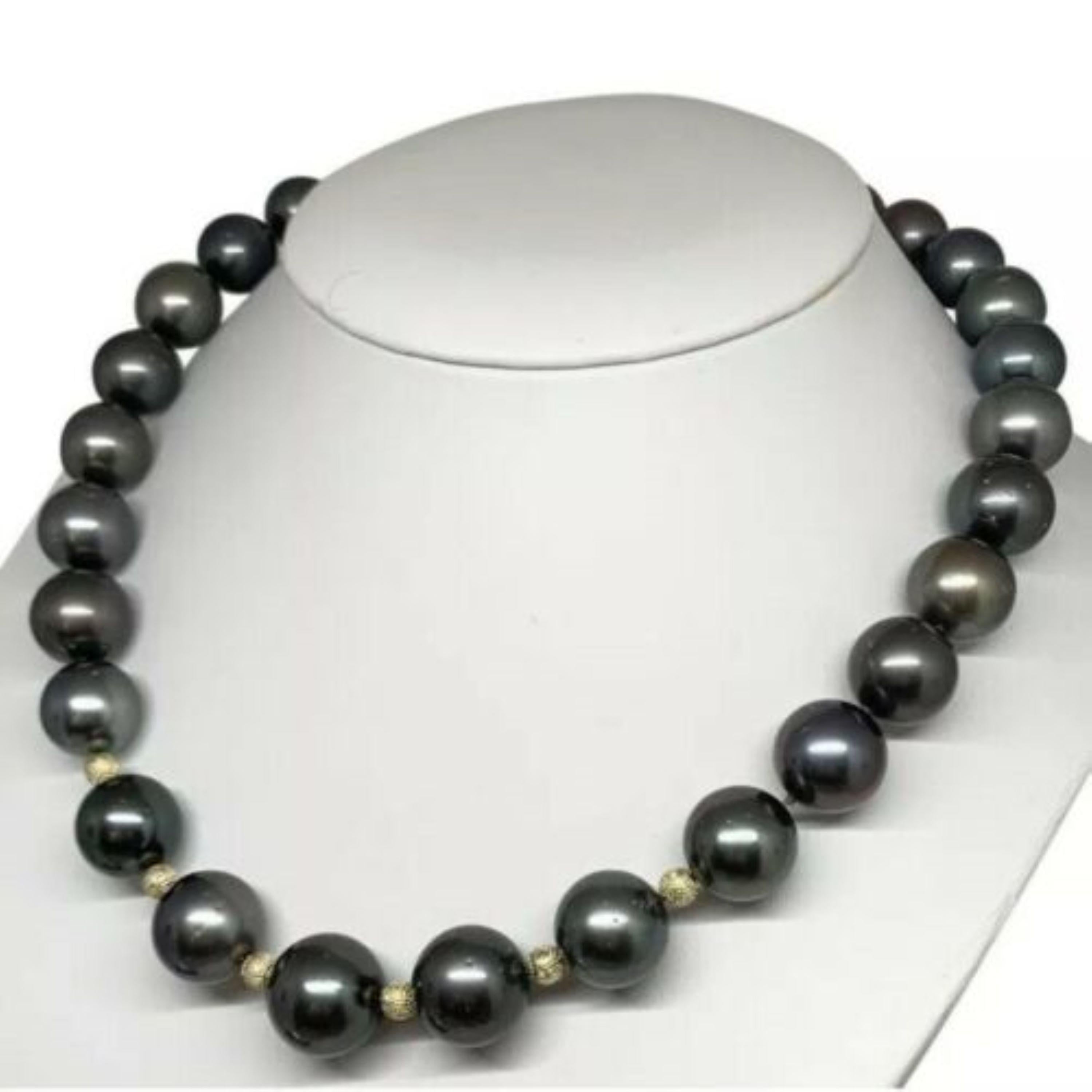 Modern Diamond Tahitian Pearl Necklace 14k Gold Certified For Sale