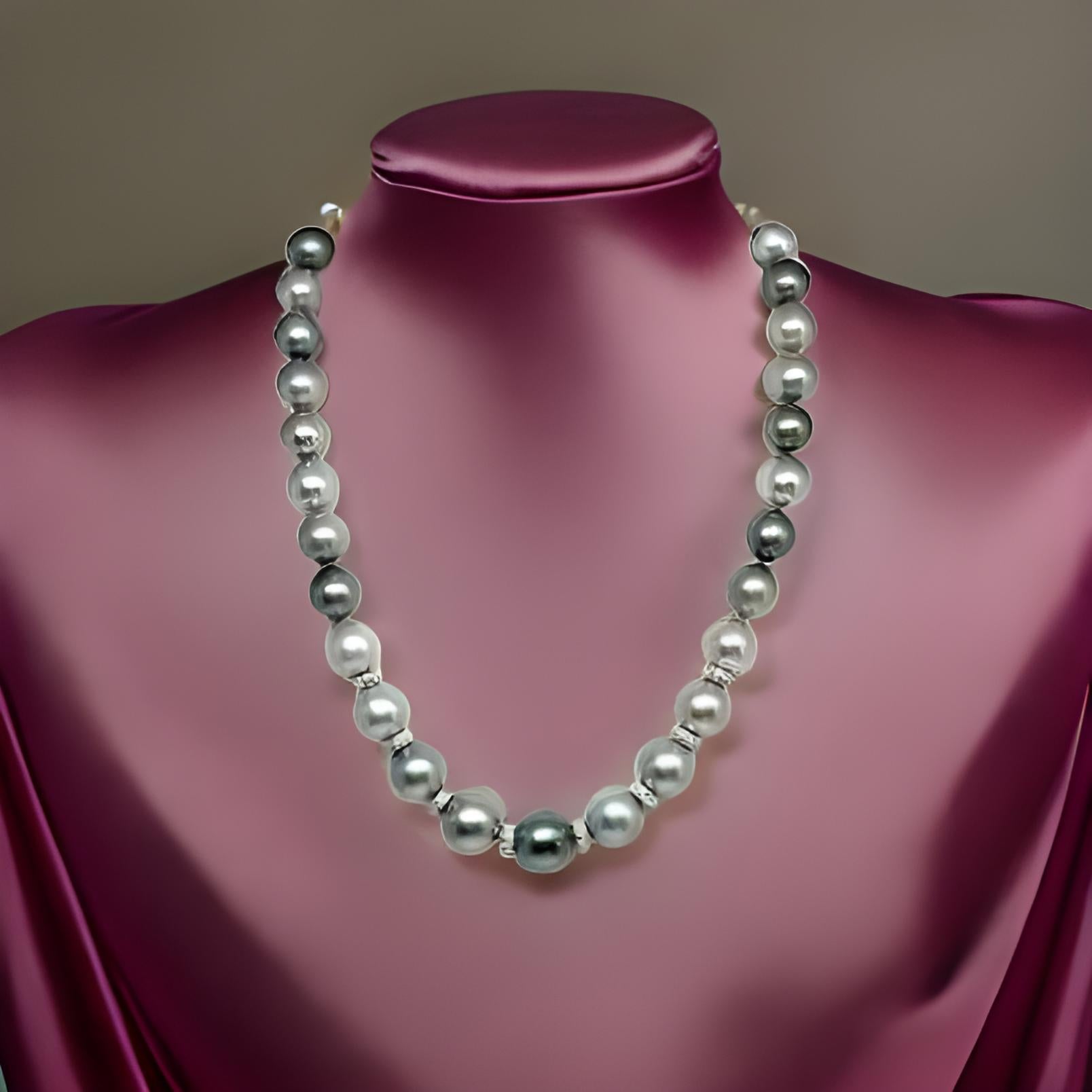 Collana di diamanti e perle tahitiane in oro 18k certificato in vendita 10