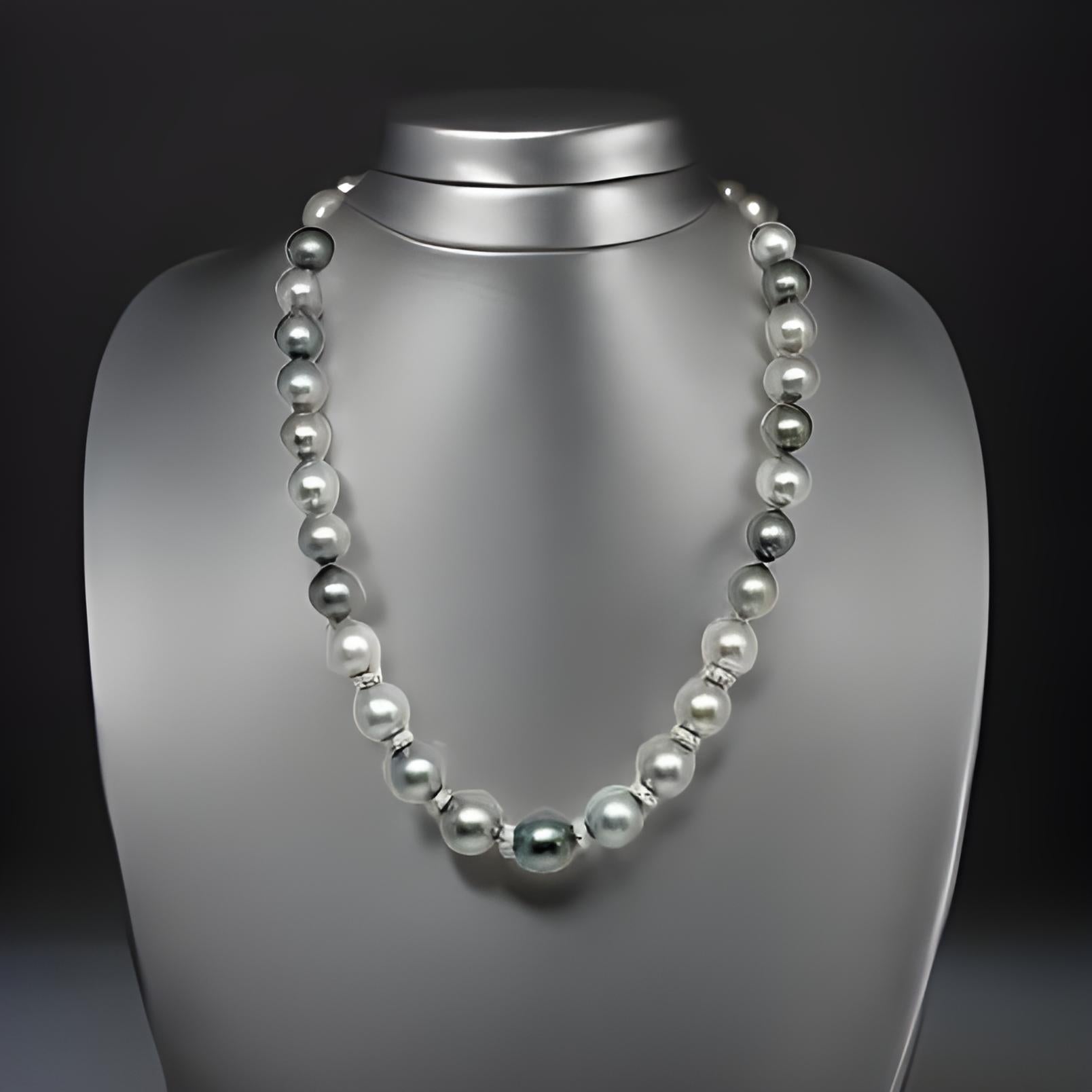 Collana di diamanti e perle tahitiane in oro 18k certificato in vendita 11
