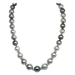 Diamond Tahitian Pearl Necklace 18k Gold Certified