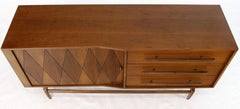 Diamond Tambour Door Sculptural Drawer Pulls Asymmetrical Design Sculptured Legs