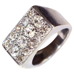 Bague tank française en or 18 carats, diamant taille vieille mine de 1,10 carat