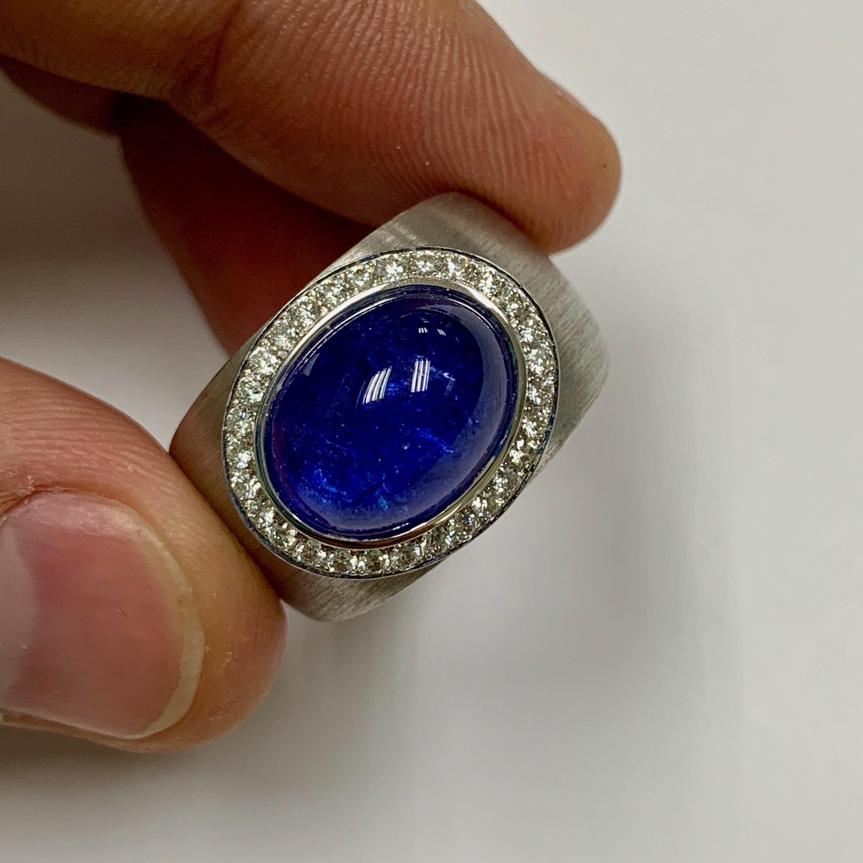 Diamond Tanzanite 18 Karat White Gold Kaleidoscope Enamel Ring Earrings Suite 1