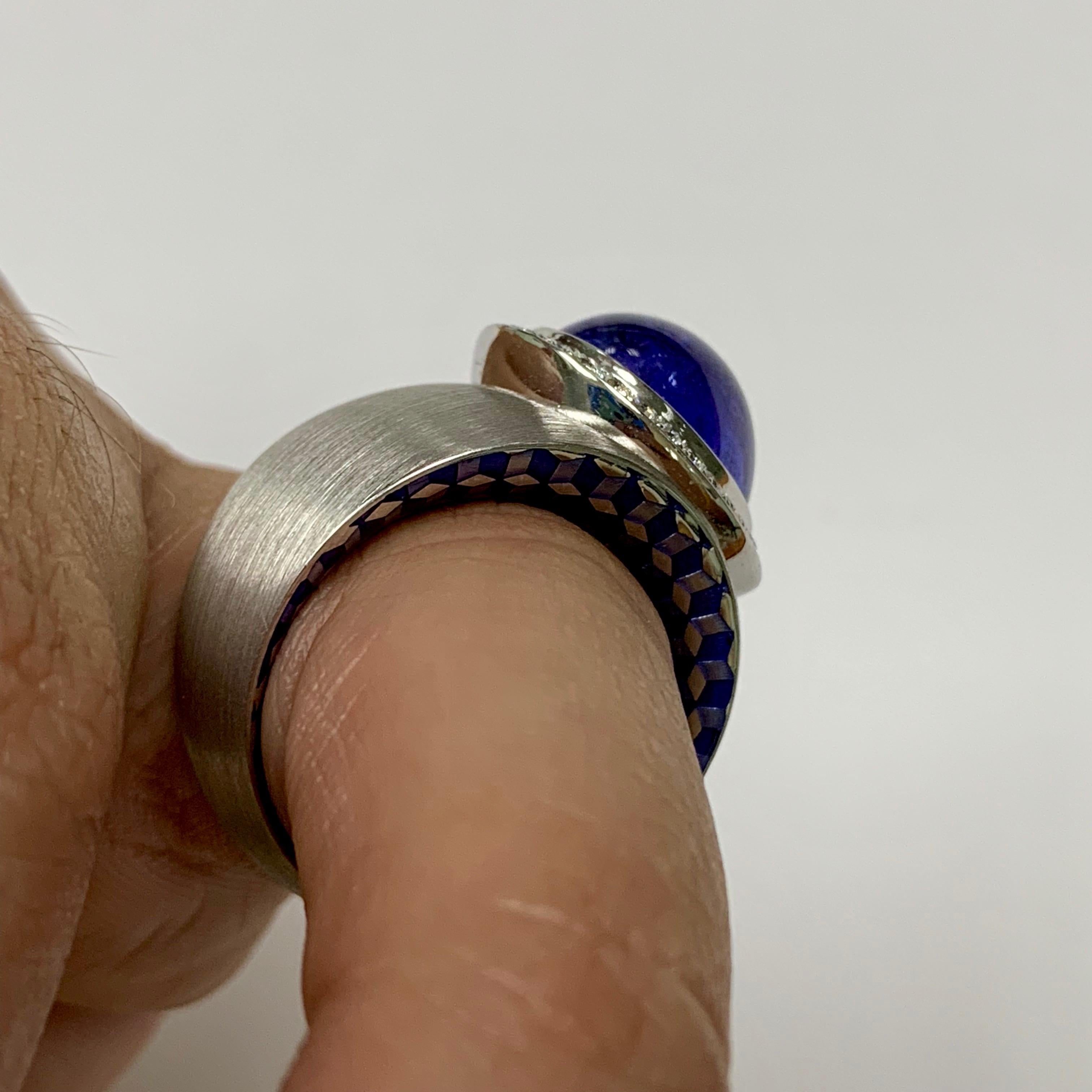 Diamond Tanzanite 18 Karat White Gold Kaleidoscope Enamel Ring 3
