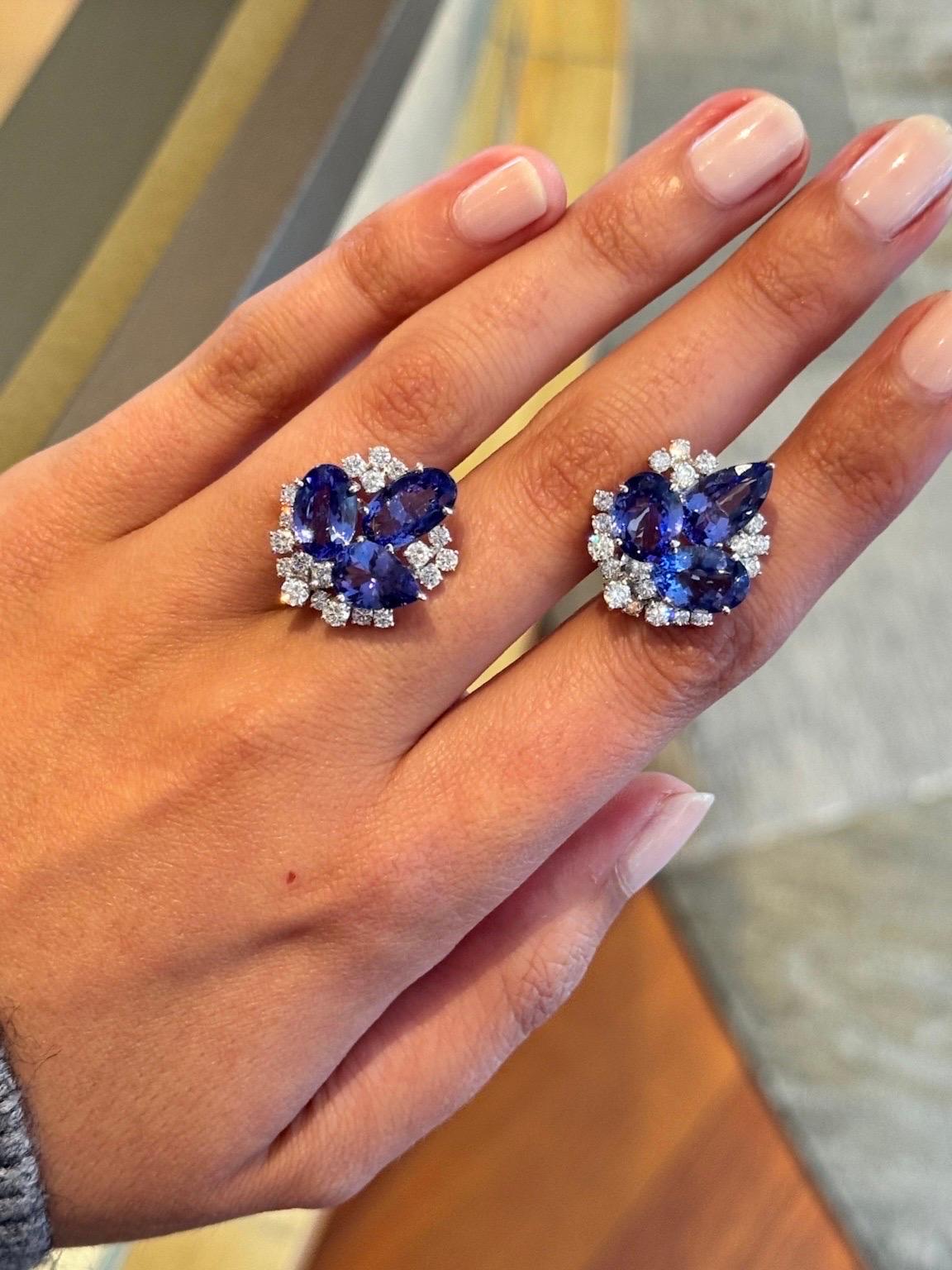 Orecchino con diamante e tanzanite In condizioni Nuovo in vendita a Brooklyn, NY