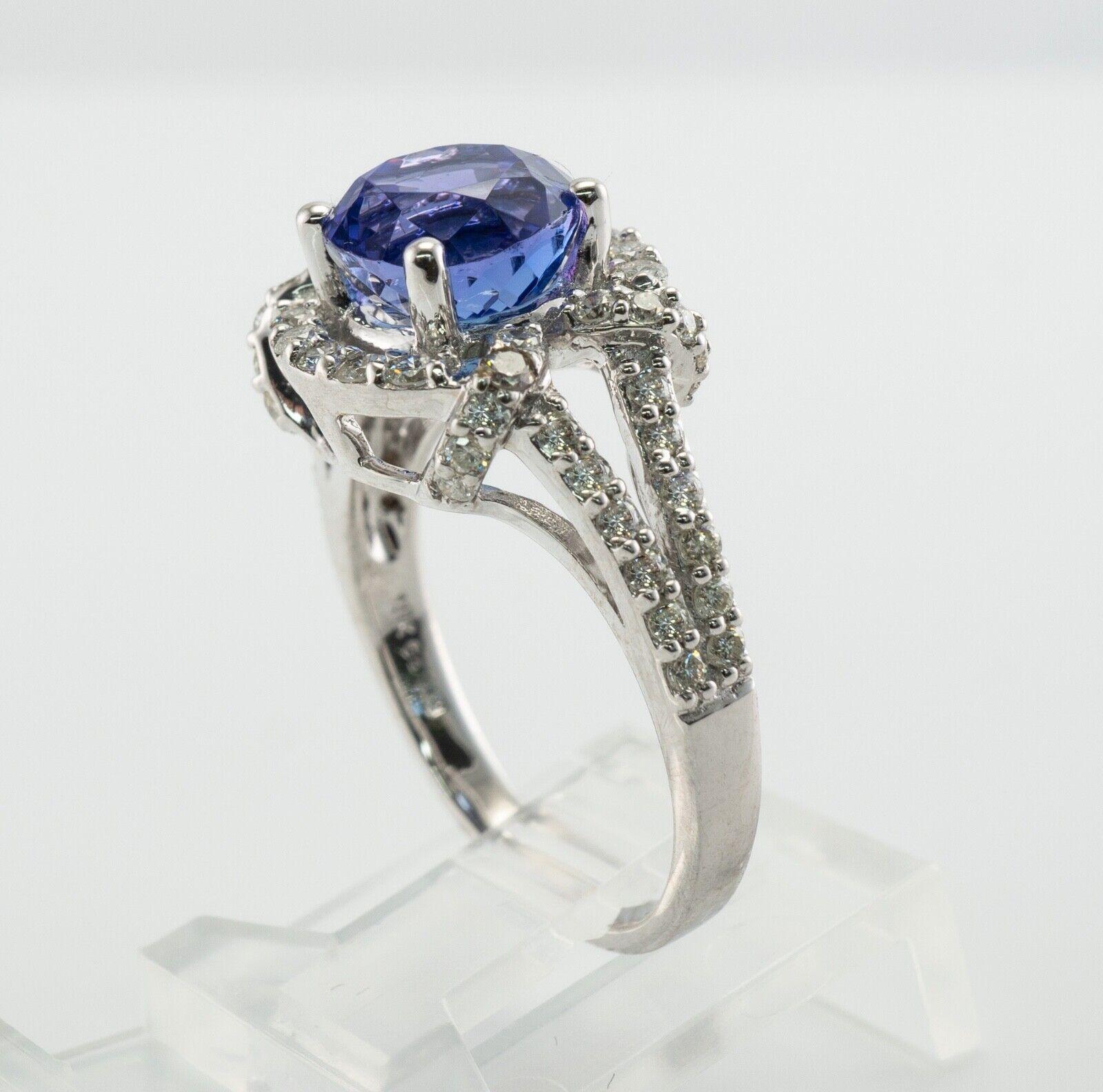 Diamond Tanzanite Ring 18K White Gold by Galaxy For Sale 6