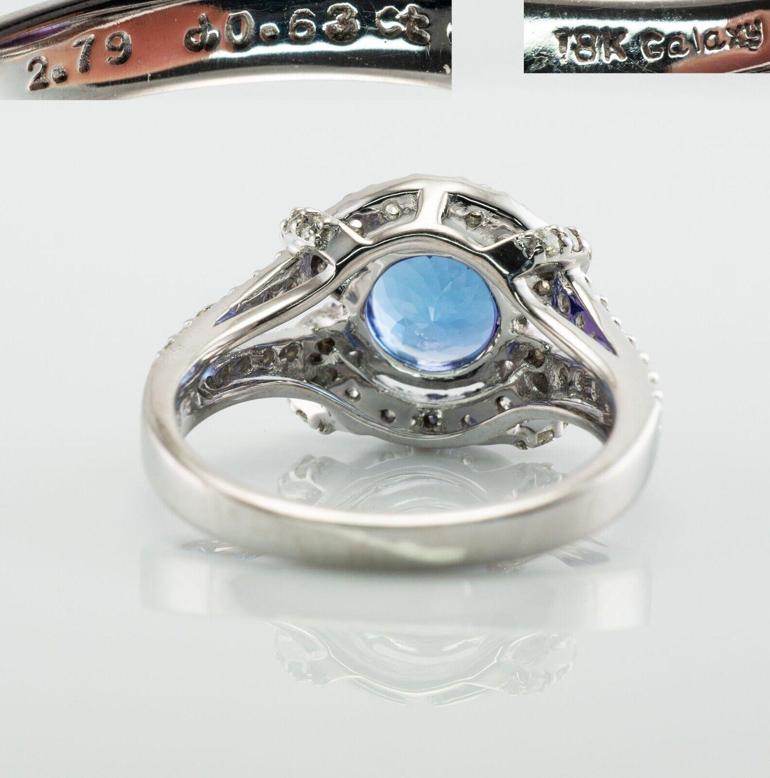 Diamond Tanzanite Ring 18K White Gold by Galaxy For Sale 1