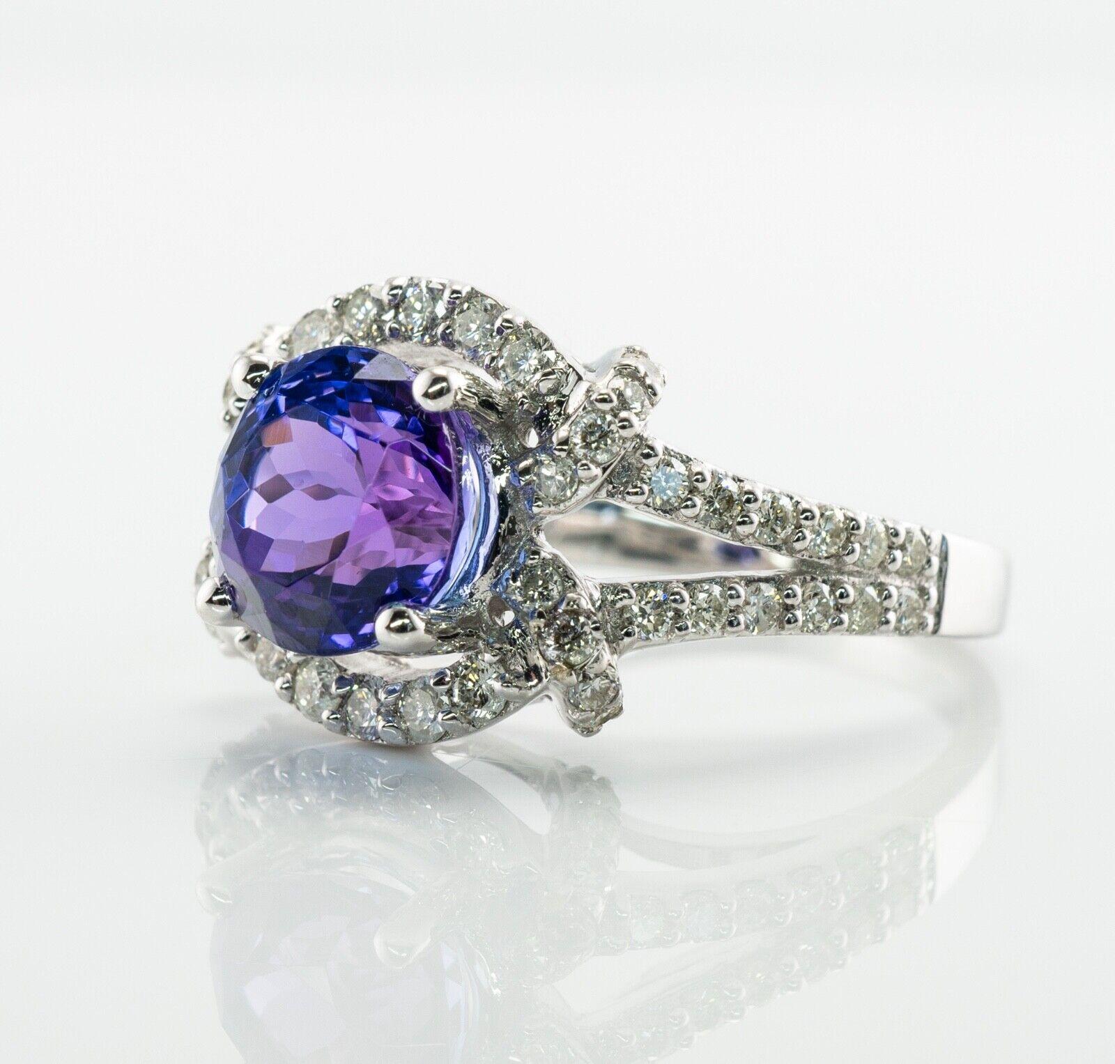 Diamond Tanzanite Ring 18K White Gold by Galaxy For Sale 3