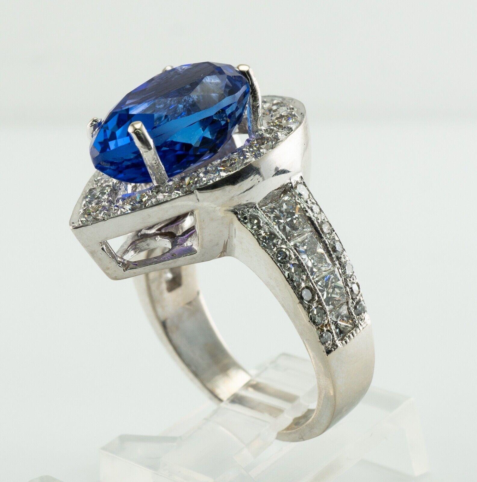 Diamond Tanzanite Ring 7.5cts Pear Cut 18K White Gold For Sale 6