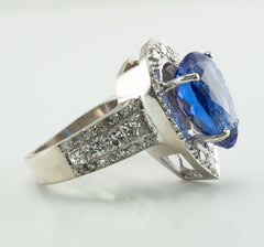 Diamond Tanzanite Ring 7.5cts Pear Cut 18K White Gold