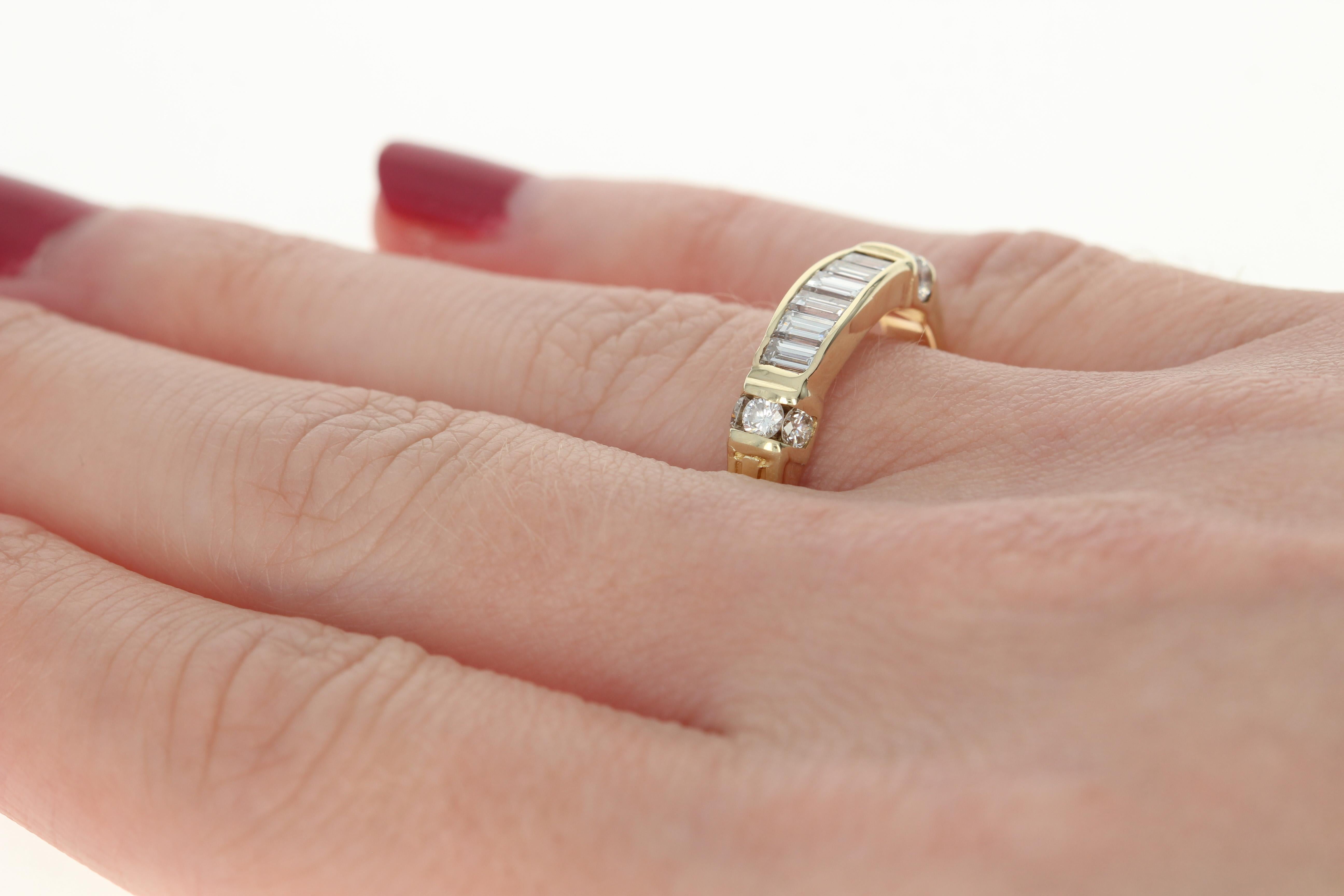 Women's Diamond Tapered Band, 14 Karat Yellow Gold Ring Baguette Cut 1.00 Carat