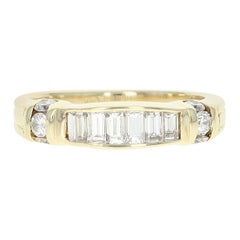 Diamond Tapered Band, 14 Karat Yellow Gold Ring Baguette Cut 1.00 Carat