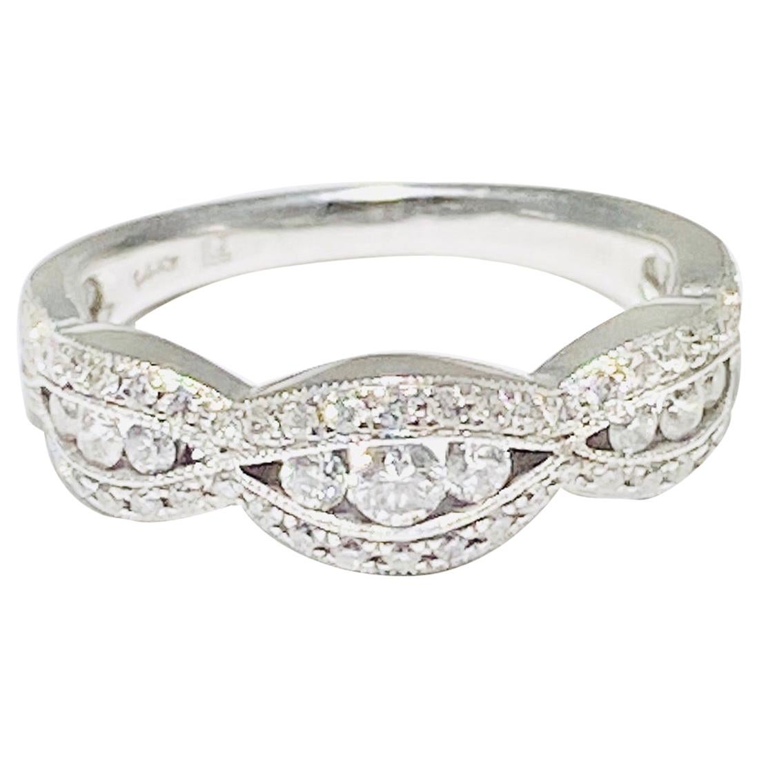Diamond Tapering Band with .50 Carat & 14 Karat Gold Anniversary or Wedding Ring For Sale