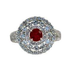 Diamond Target Ring 2 Carat Ruby Center 18 Karat