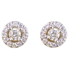 Diamond Target Stud Earrings in 9ct White and Yellow Gold