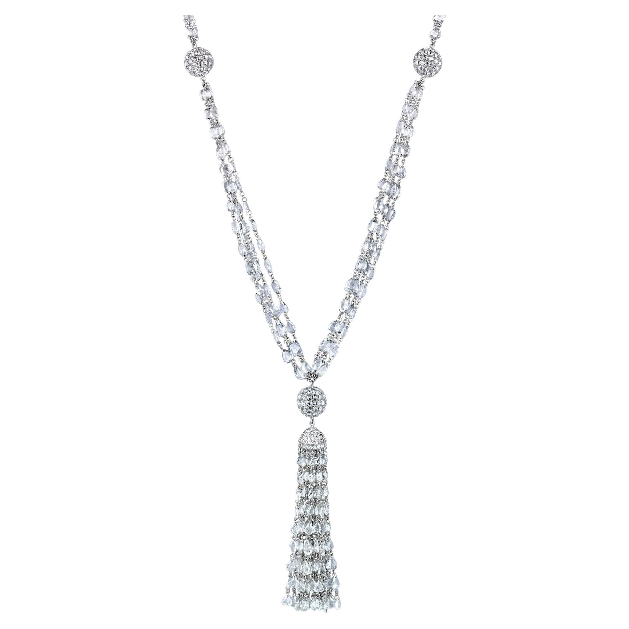 Diamond Tassel Necklace, 53.94 Carats For Sale