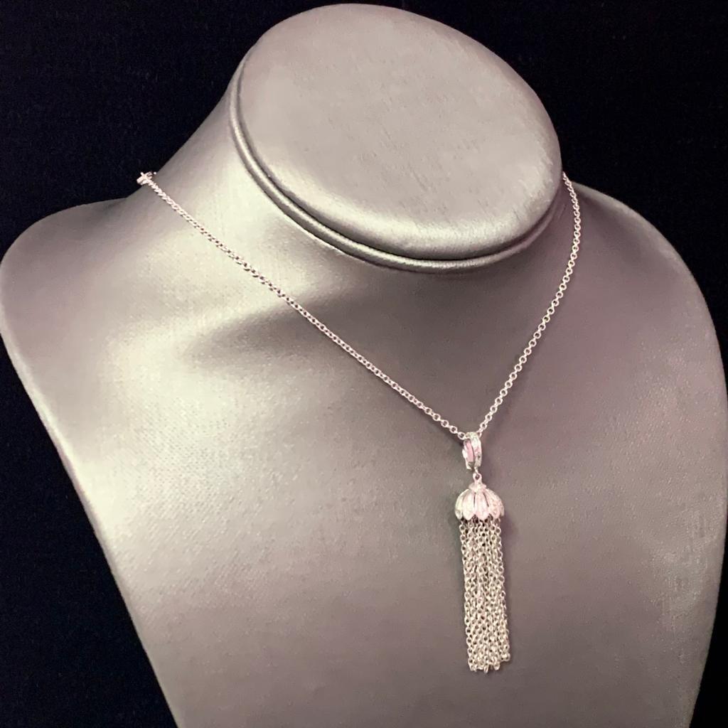 Diamond Tassel Pendant Chain Necklace 18k Gold 0.15 TCW Certified For Sale 3