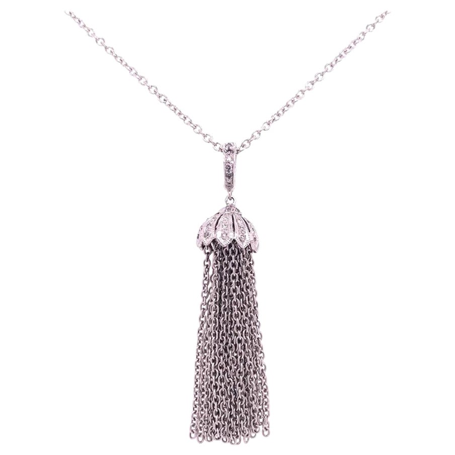 Diamant-Halskette mit Quastenanhänger, Diamant-Halskette 18k Gold 0,15 TCW zertifiziert