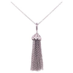 Diamant-Halskette mit Quastenanhänger, Diamant-Halskette 18k Gold 0,15 TCW zertifiziert