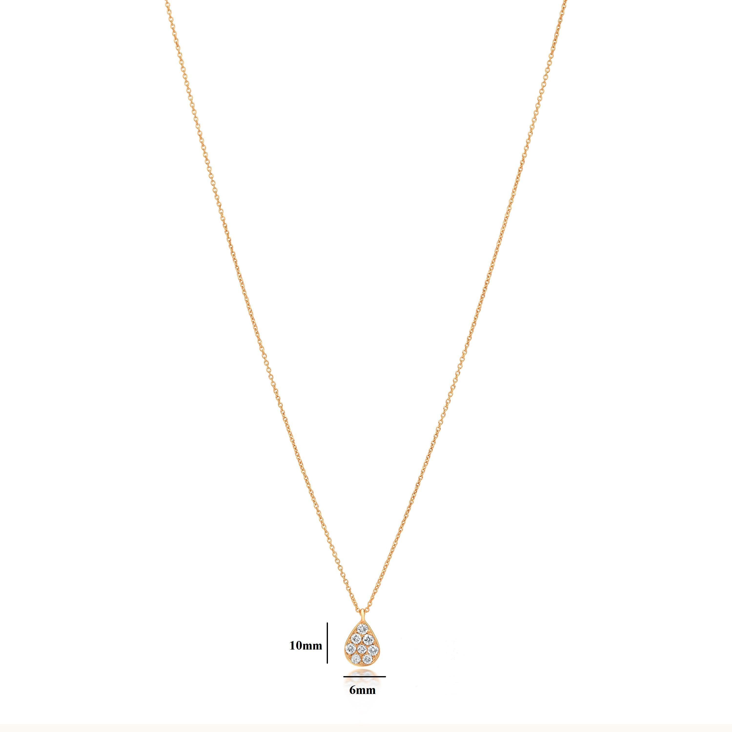 Round Cut Luxle Diamond Tear Drop Pendant Necklace in 18K Yellow Gold