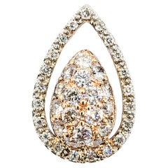 Pendentif en forme de larme en or bicolore avec diamants