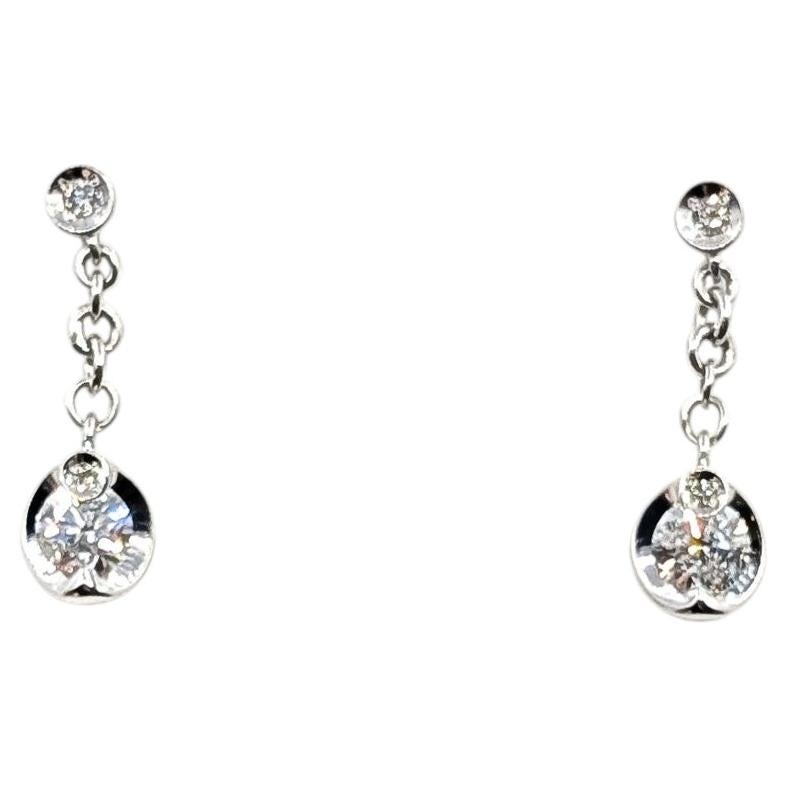 Diamond Teardrop Drop Earrings in 18k White Gold
