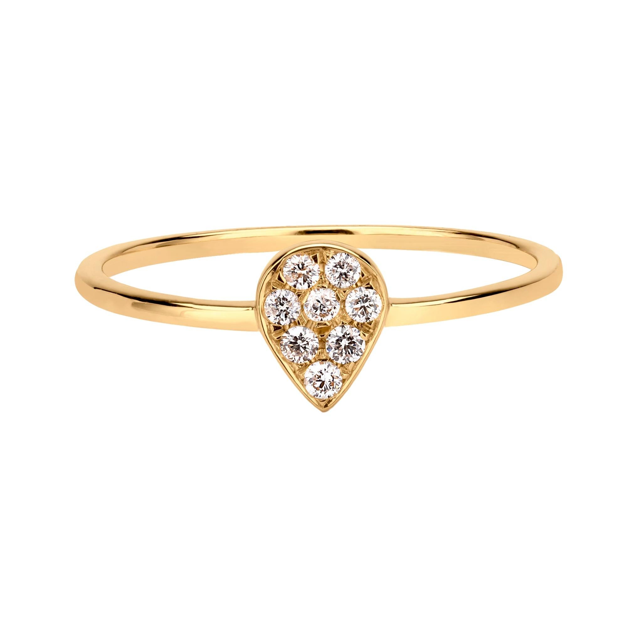 Diamond Teardrop Ring in 18k Yellow Gold