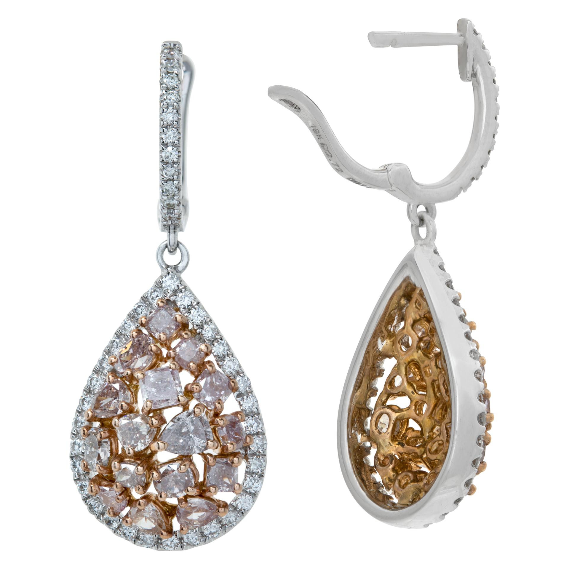 Diamant en forme de goutte d'eau en or blanc et rose 18k  boucle d'oreille pendante Unisexe en vente
