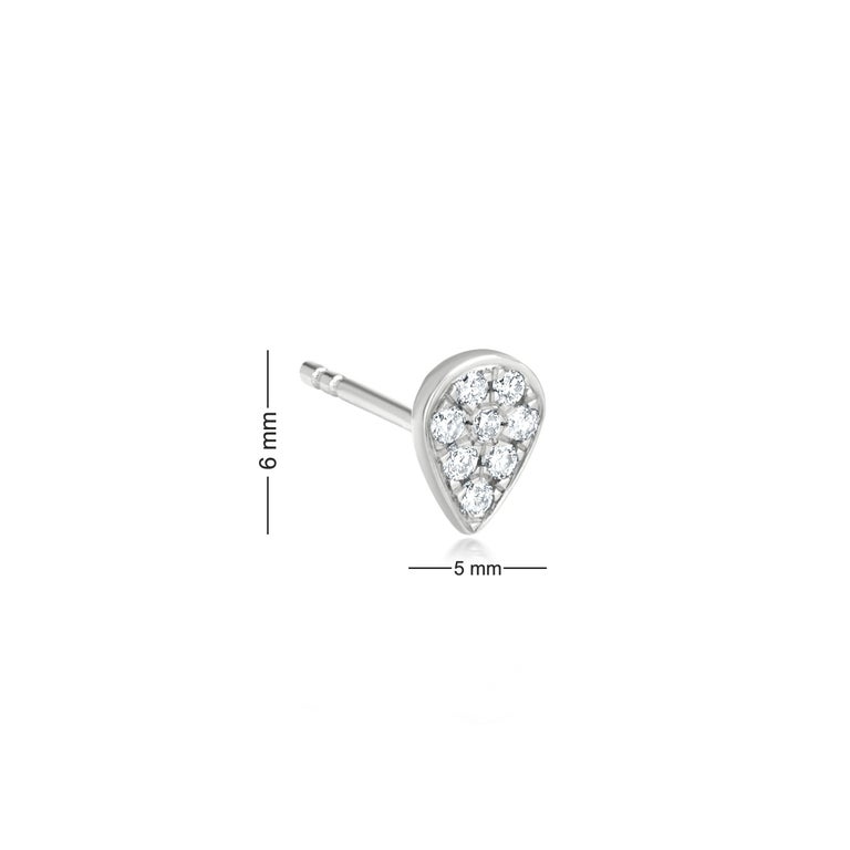 Luxle Diamond Teardrop Stud Earrings in 18k White Gold For Sale at 1stDibs