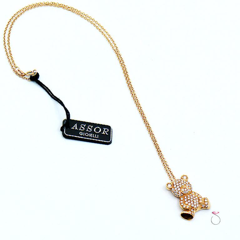 teddy bear diamond necklace