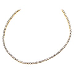 Diamond Tennis 18 Karat Yellow Gold Necklace