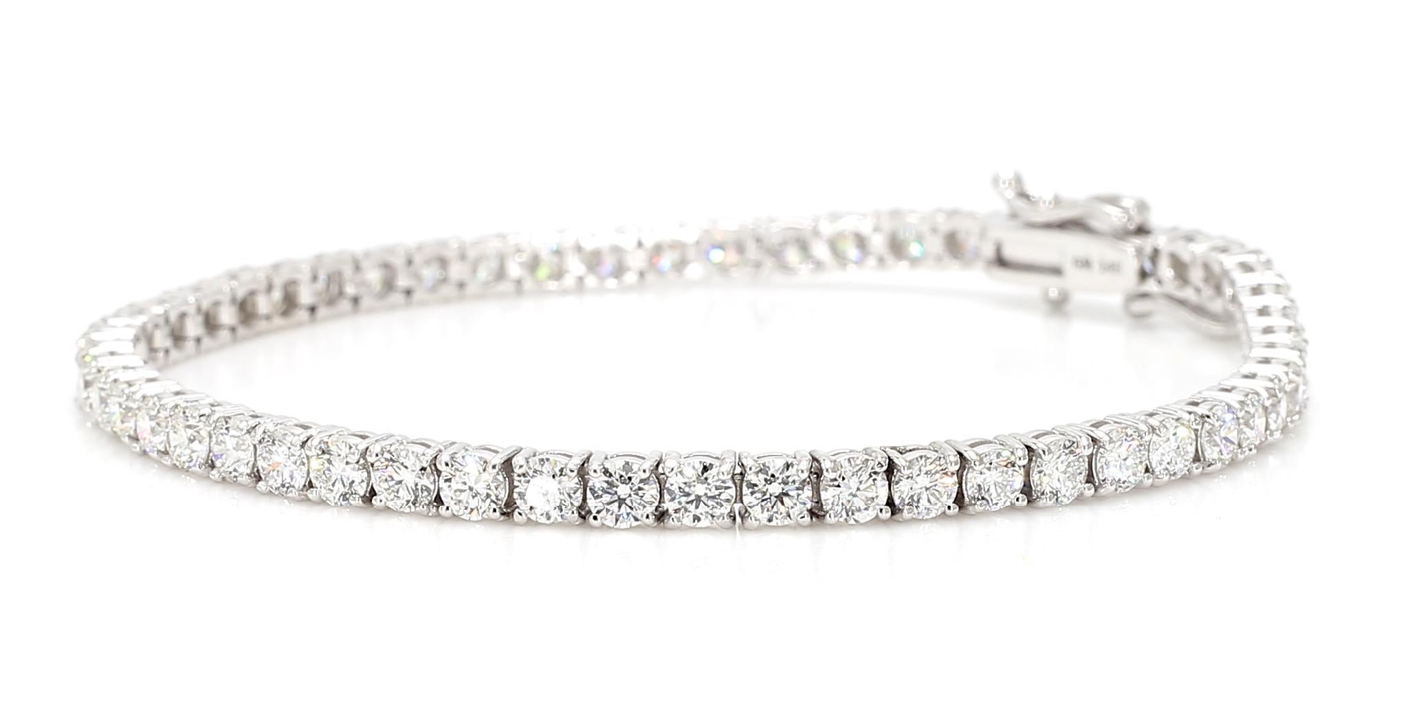 Taglio rotondo Diamond Tennis 18K Gold Bracelet in vendita