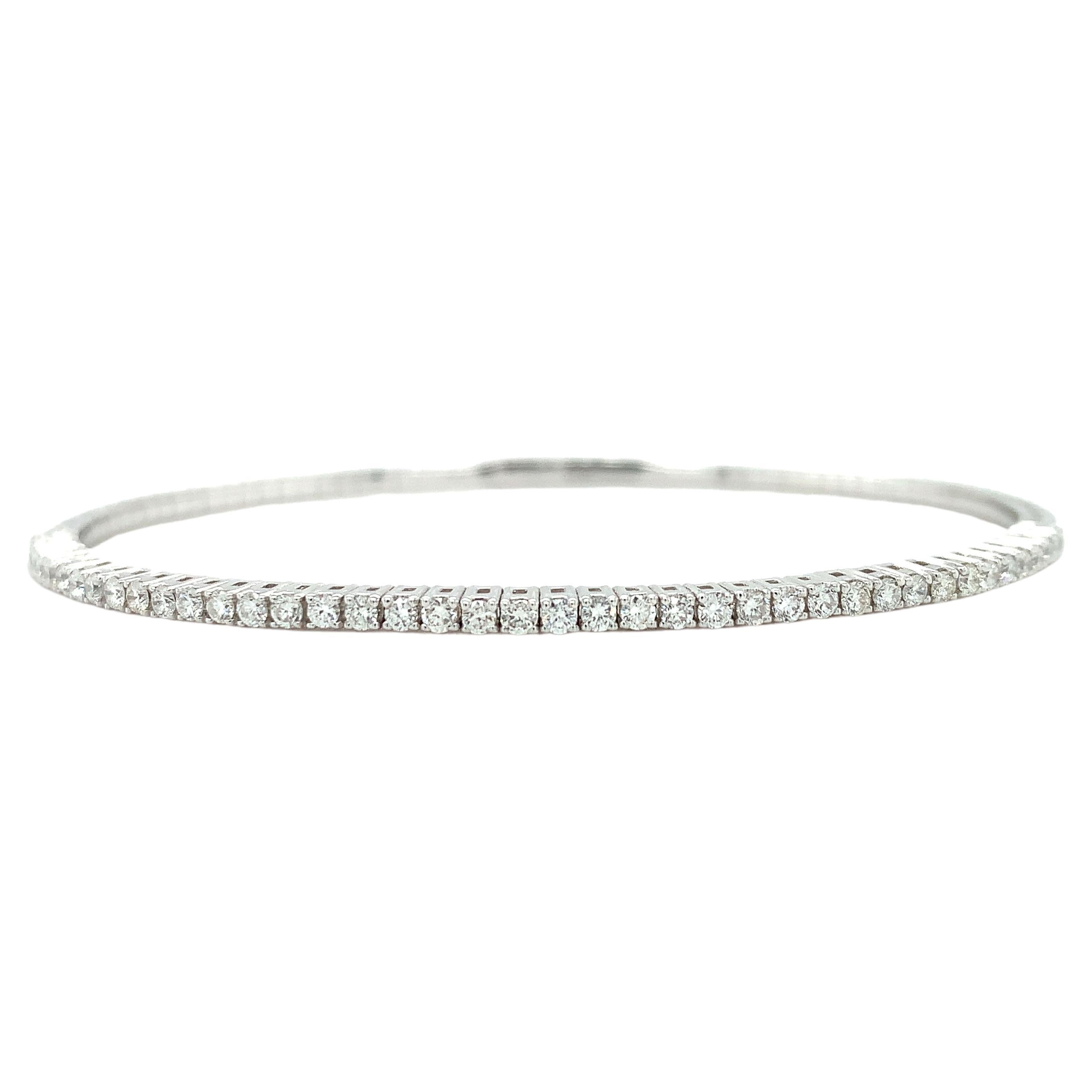 Diamond tennis bangle bracelet 18ct white gold For Sale