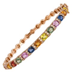 Bracelet de tennis en diamant 18K Rose Diamond 0.76 Cts/172 Pcs Multi Sapphire