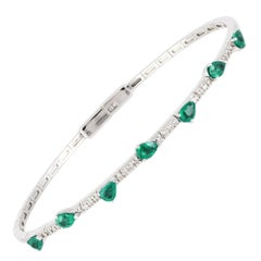 Diamond Tennis Bangle Bracelet 18K White Gold Diamond 0.11 Carat/26 Pcs Emerald