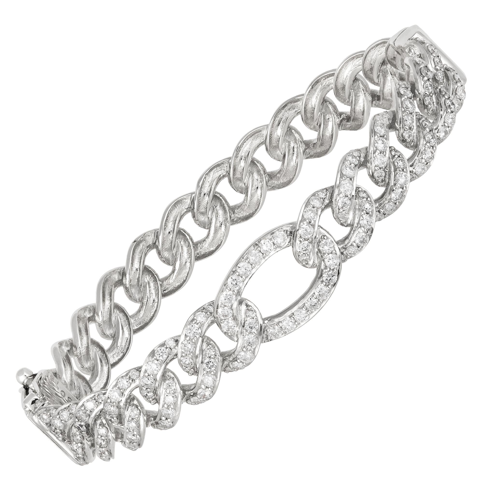 Diamond Tennis Bangle Bracelet 18 Karat White Gold Diamond 2.09 Carat/148 Pieces In New Condition For Sale In Genève, GE
