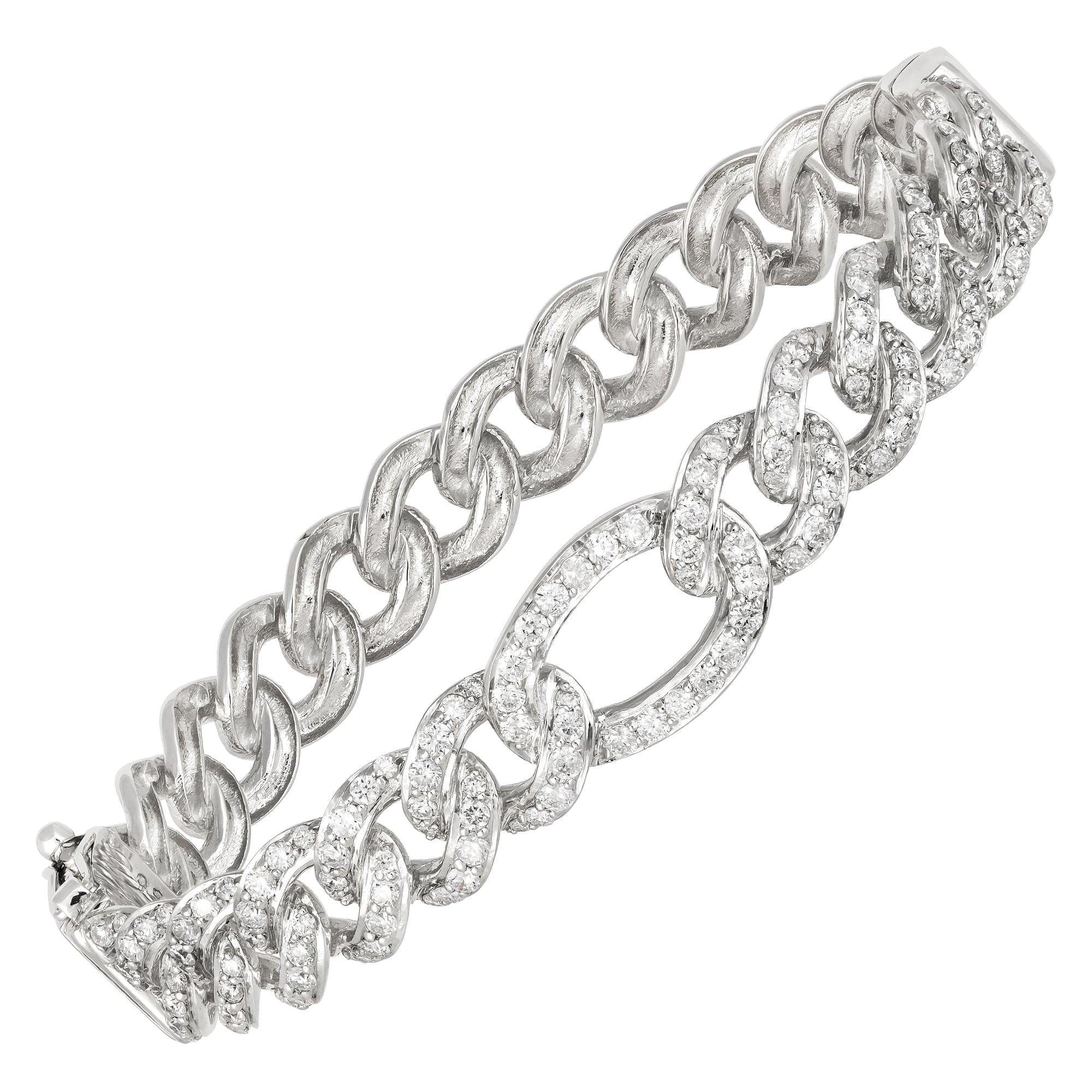 Bracelet jonc tennis en or blanc 18 carats avec diamants 2,09 carats/148 pièces