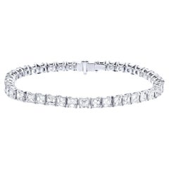 Bracelet tennis en or blanc 18 carats taille Asscher 10,2 carats