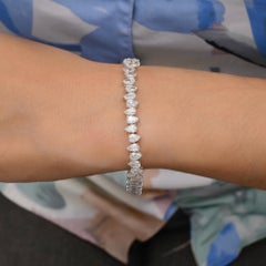 11.14 Carat SI/HI Pear Cut Diamond Tennis Bracelet 14K White Gold Fine Jewelry