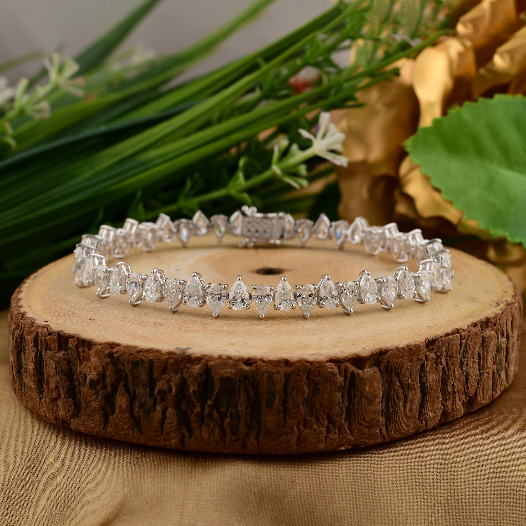 Bracelet de tennis en diamant 11.14 Carat SI/HI Pear Cut 18K White Gold Fine Jewelry Neuf - En vente à Diera, Dubai
