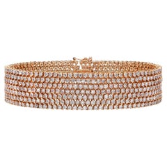Bracelet tennis souple en or rose avec diamants 13,42 carats