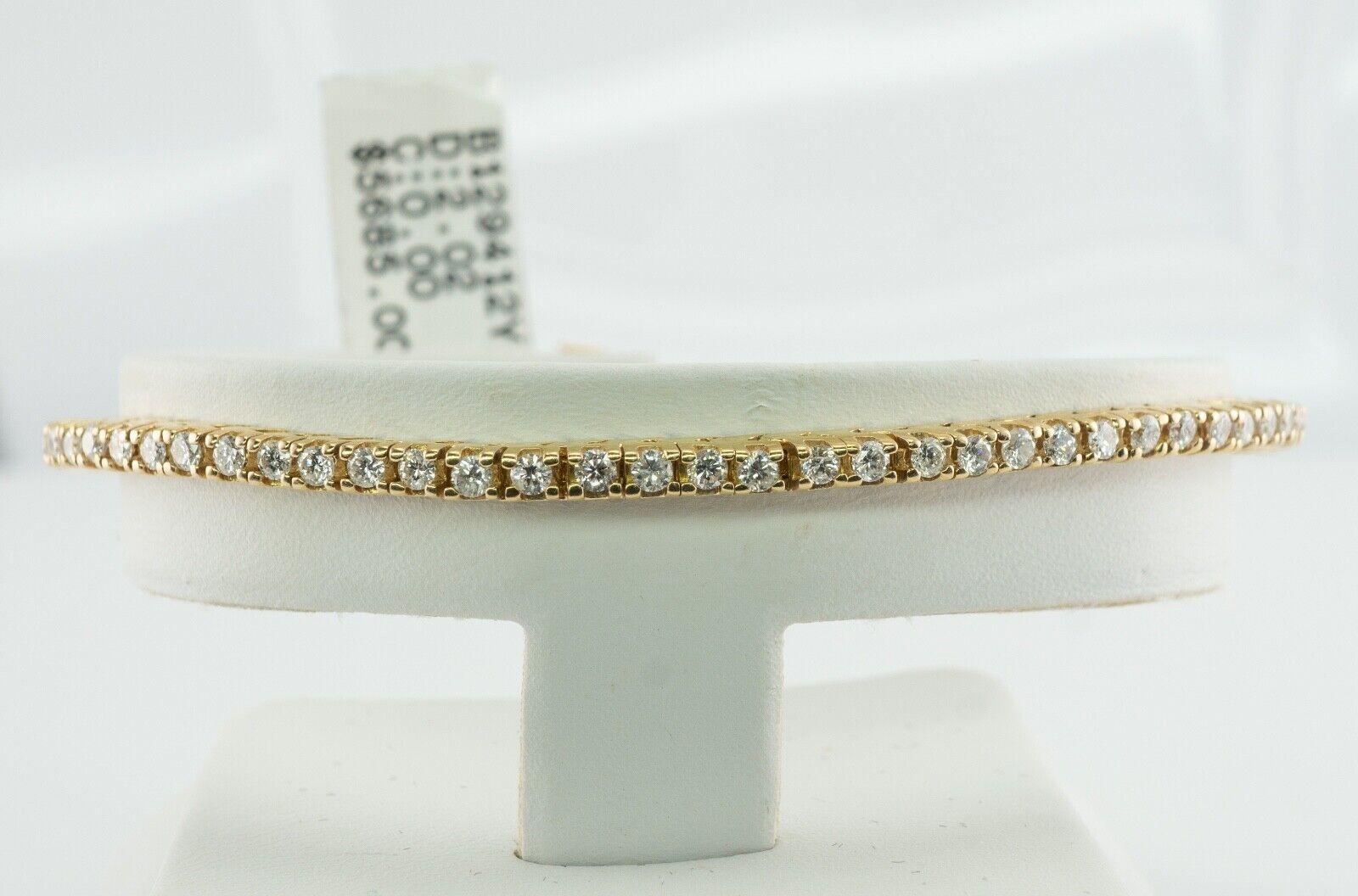 Bracelet tennis en or 14 carats avec étiquette TDW de 2,02 diamants naturels 5685 $ en vente 2