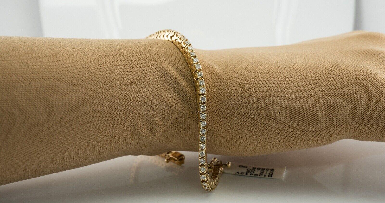 Diamond Tennis Bracelet 14K Gold 2.02 TDW Tag $5685 For Sale 3