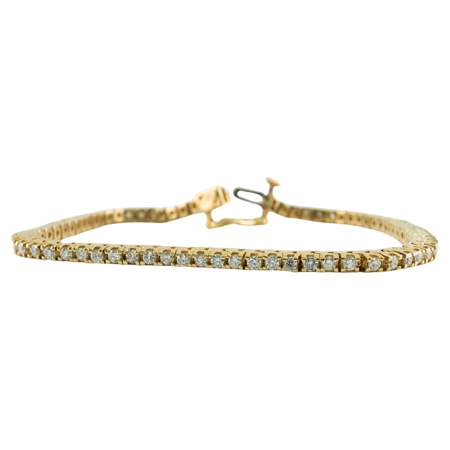 Bracelet tennis en or 14 carats avec étiquette TDW de 2,02 diamants naturels 5685 $ en vente