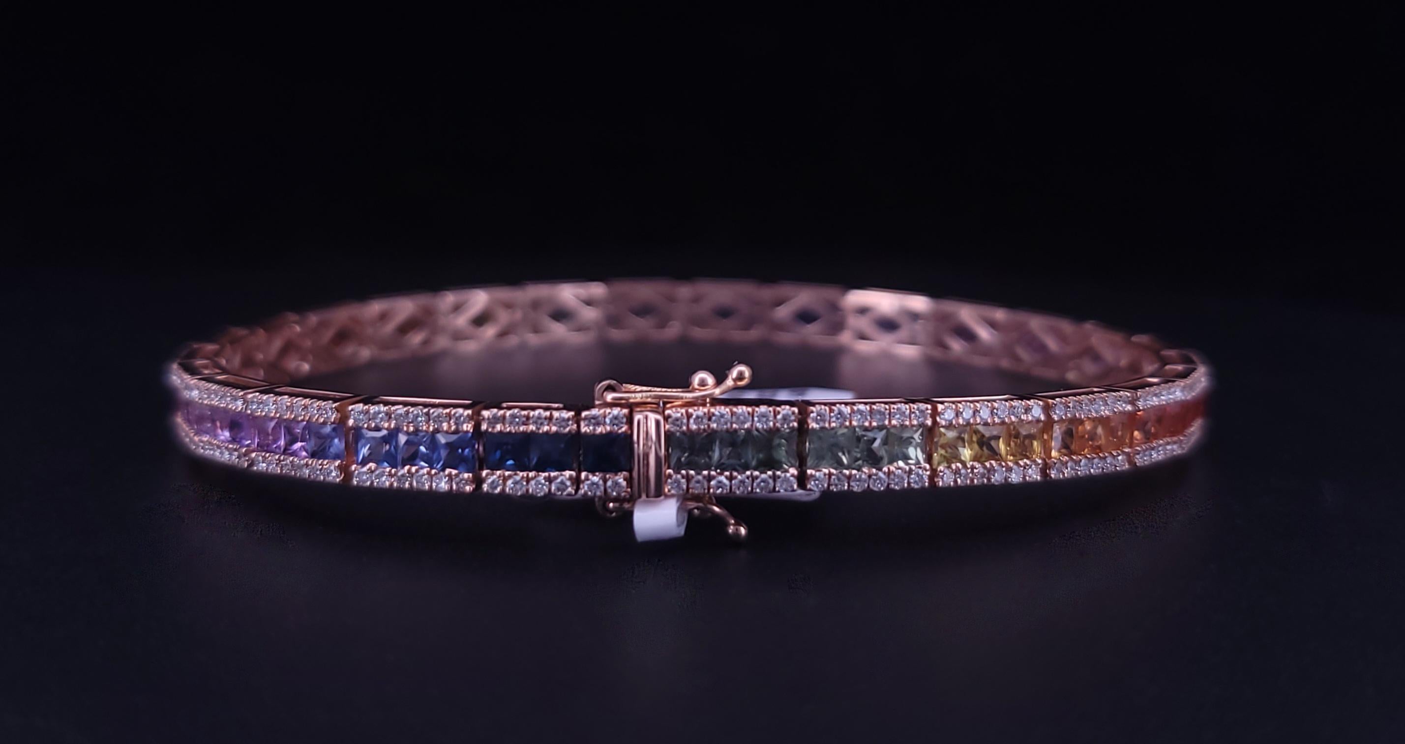 Pulsera de Tenis de Diamantes Oro Rosa 14K Diamante 1.171ctw Corte redondo en venta