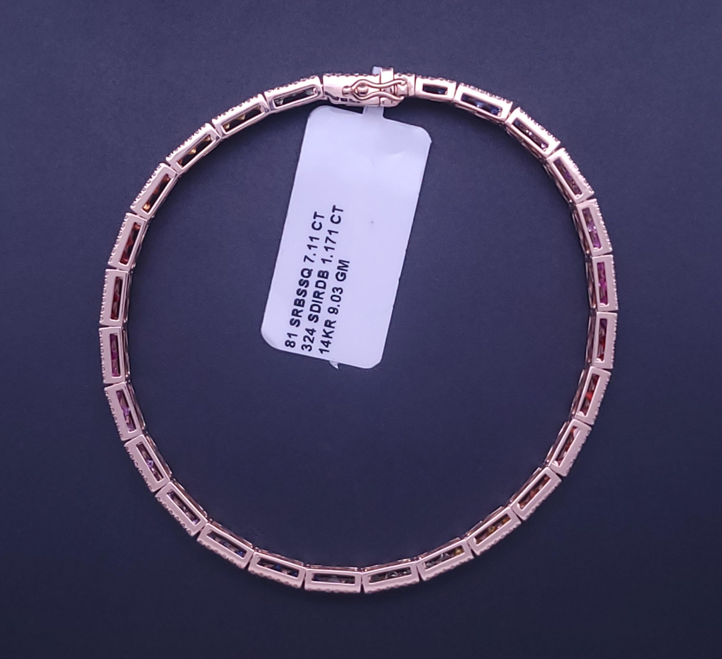 Pulsera de Tenis de Diamantes Oro Rosa 14K Diamante 1.171ctw en Nuevo estado para la venta en New York, NY