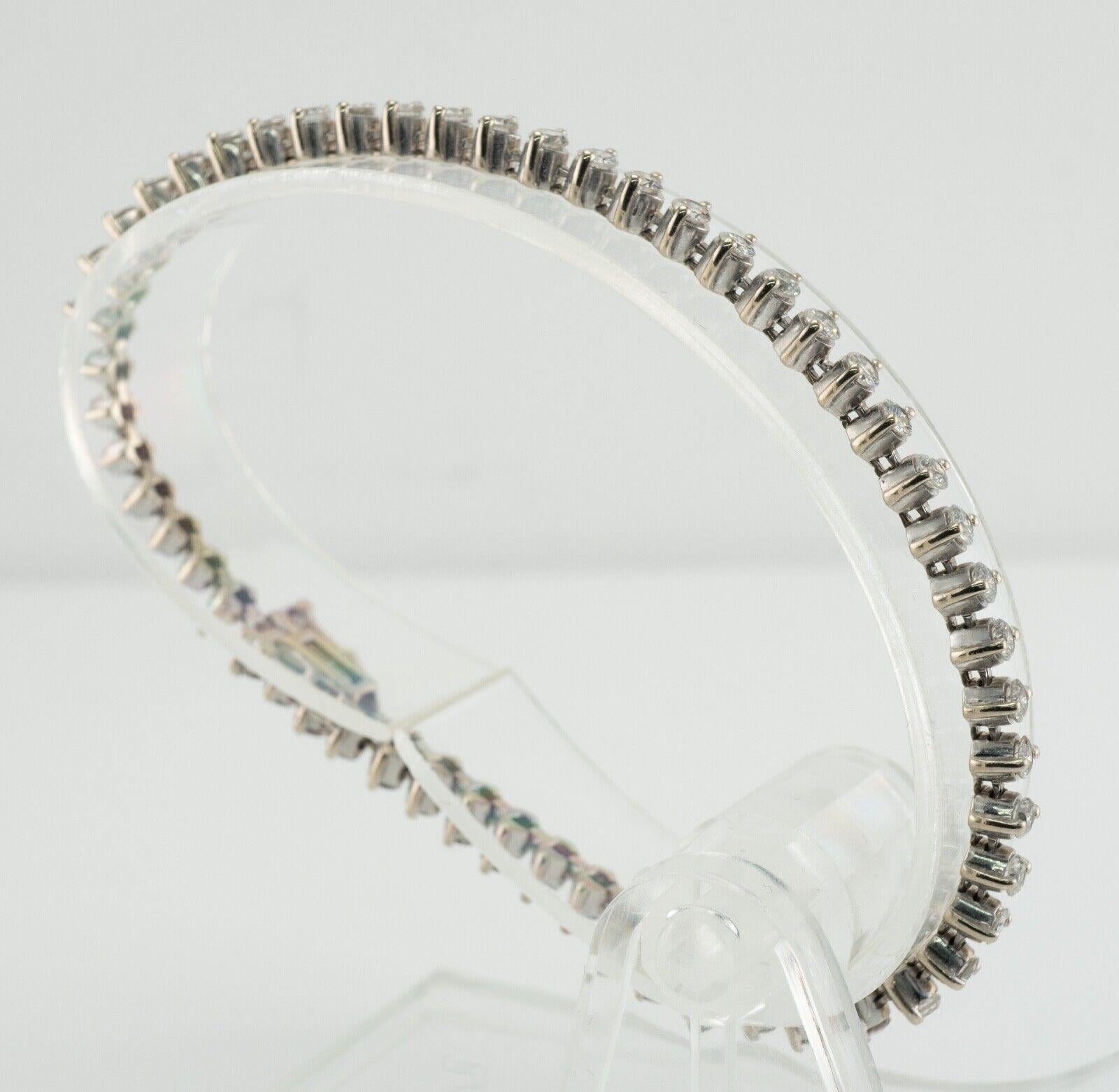 Diamond Tennis Bracelet 14K White Gold 3.00 TDW For Sale 1
